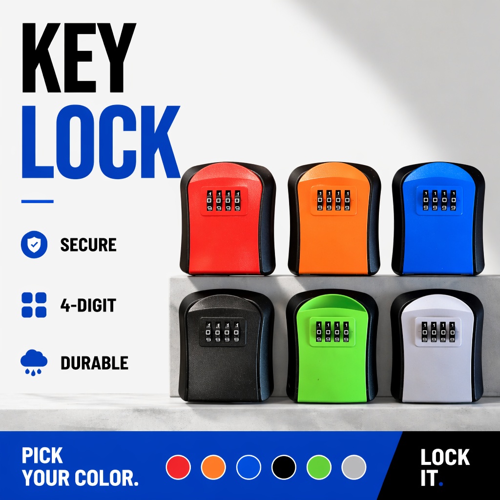 Lockbox Key Secure - صندوق تخزين مفاتيح مقاوم للماء يثبت